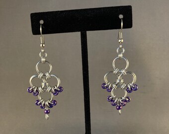 Purple Japanese 10-2 Chainmail Earrings