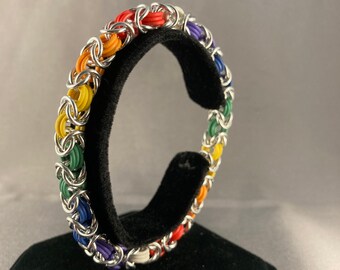 Rainbow Stretchy Chainmail Bracelet - Large