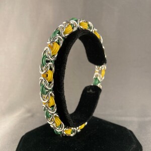 Green & Yellow Stretchy Chainmail Bracelet - Large