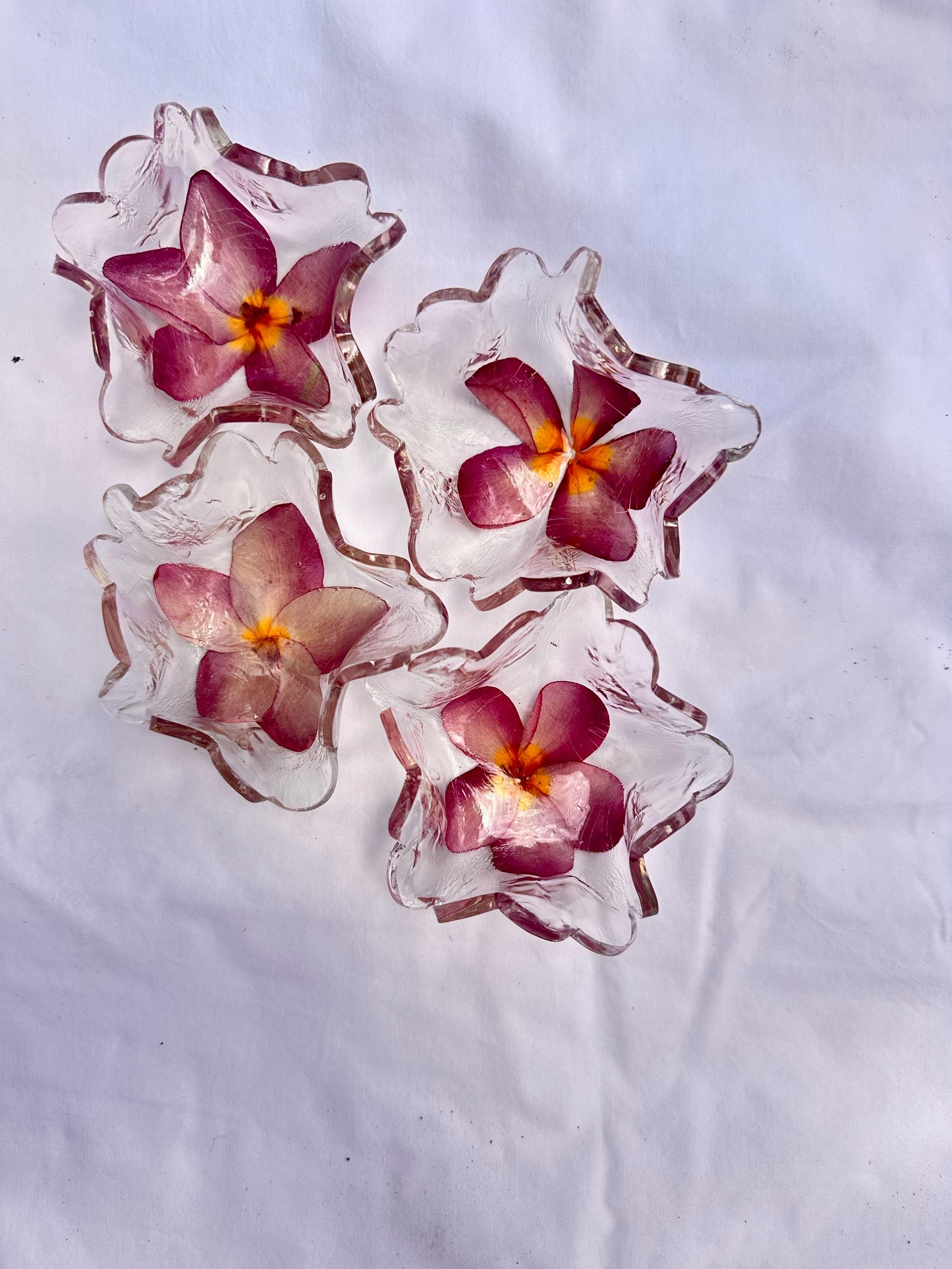 Tiny Plumeria and resin trinket bowl - real flower!