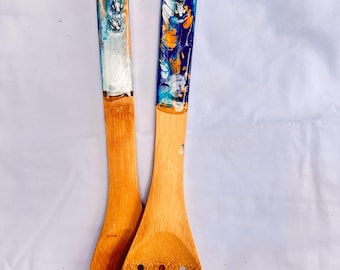 One-of-a-kind hand painted bamboo spoon with free shipping!