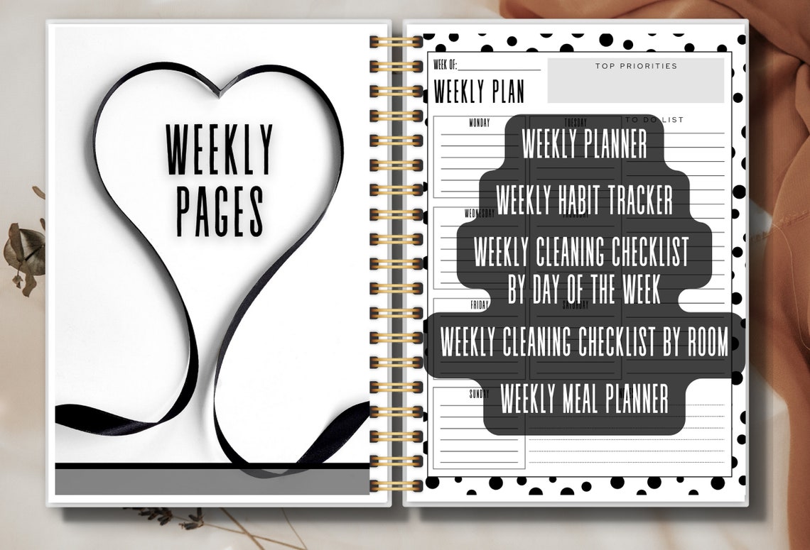 Black and White Printable Planner Home Management Household - Etsy