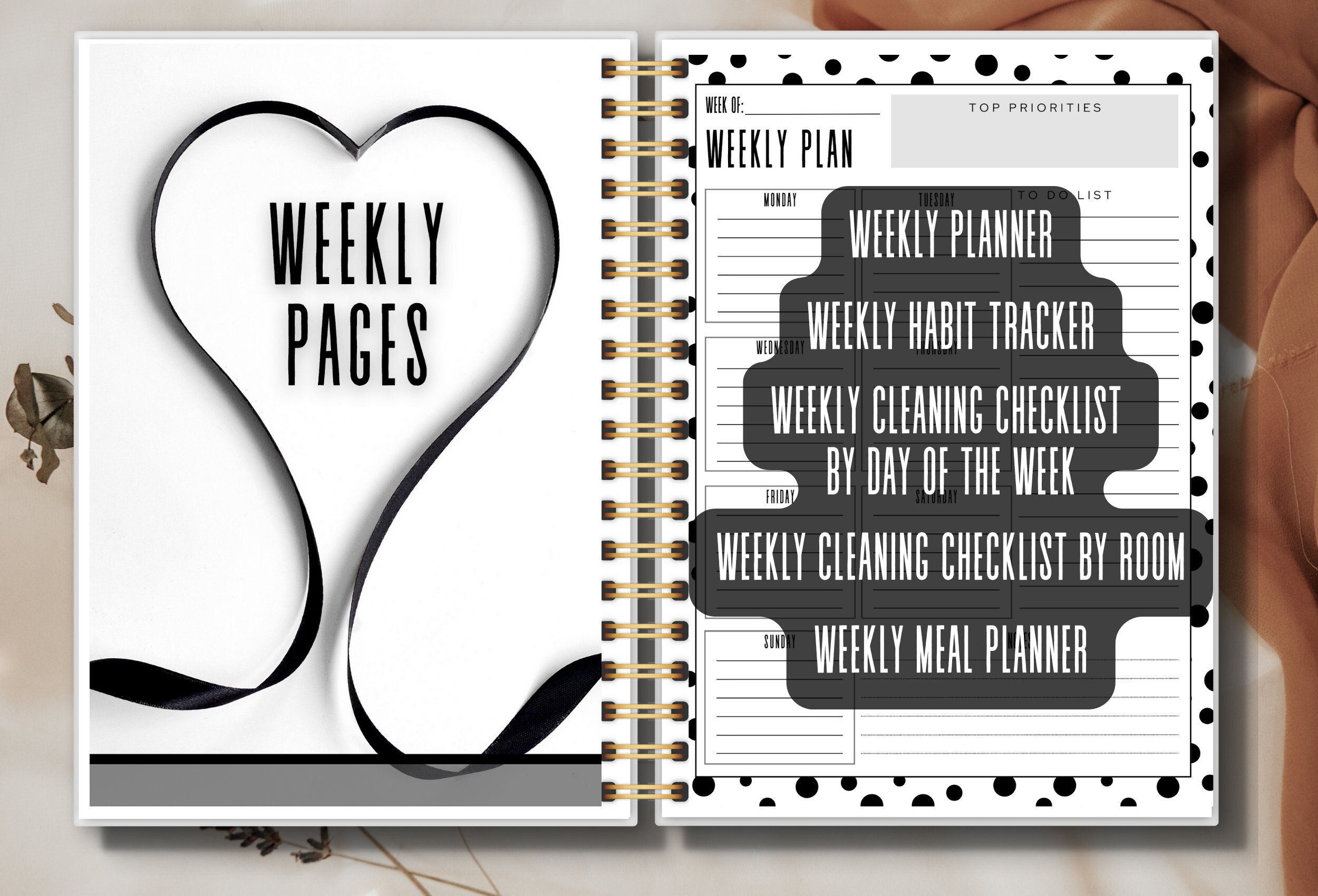 Black and White Printable Planner Home Management Household - Etsy