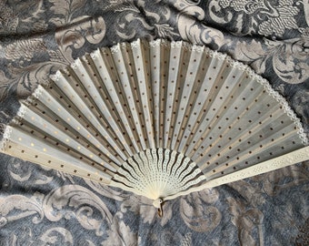 Antique Victorian Hand Fan and Silk Box