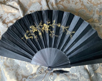 Antique Mourning Hand Fan c.1900