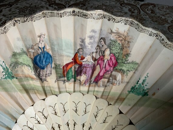 Antique 1860-1880 Victorian Double Sided Hand Fan - image 6