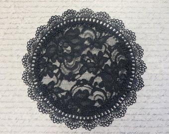 Black Floral Doily Venice Womens Kippah Bat Mitzvah Chapel Cap Headcovering Veil