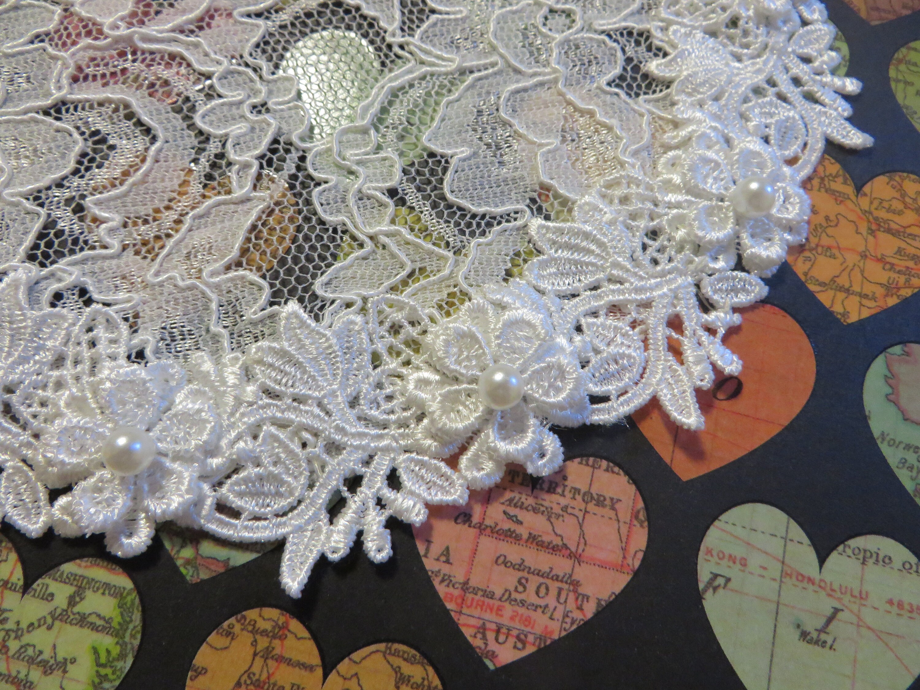 Handmade Cream Lace Doily Head Covering With Pearls, Kippah, Yarmulke