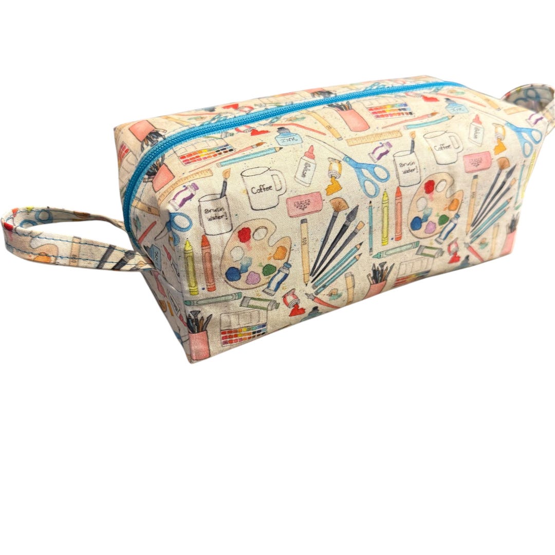 Artist Art Supplies Handmade Accessory Bag, Lined Boxy Pouch