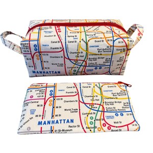 Neceser con mapa del metro de Nueva York, Manhattan Momento, neceser, estuche cuadrado, estuche con cremallera, cosméticos, accesorio de viaje hecho a mano (B323)