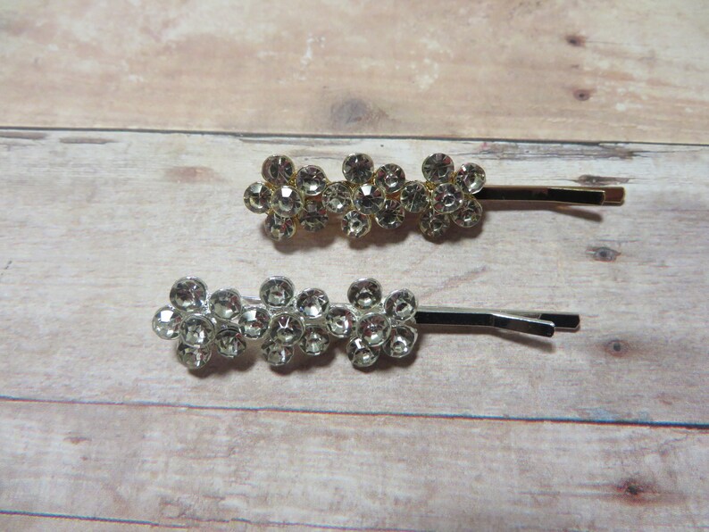 Pair Of Rhinestone Bobby Pins Rhinestone Hair Pins Crystal Etsy