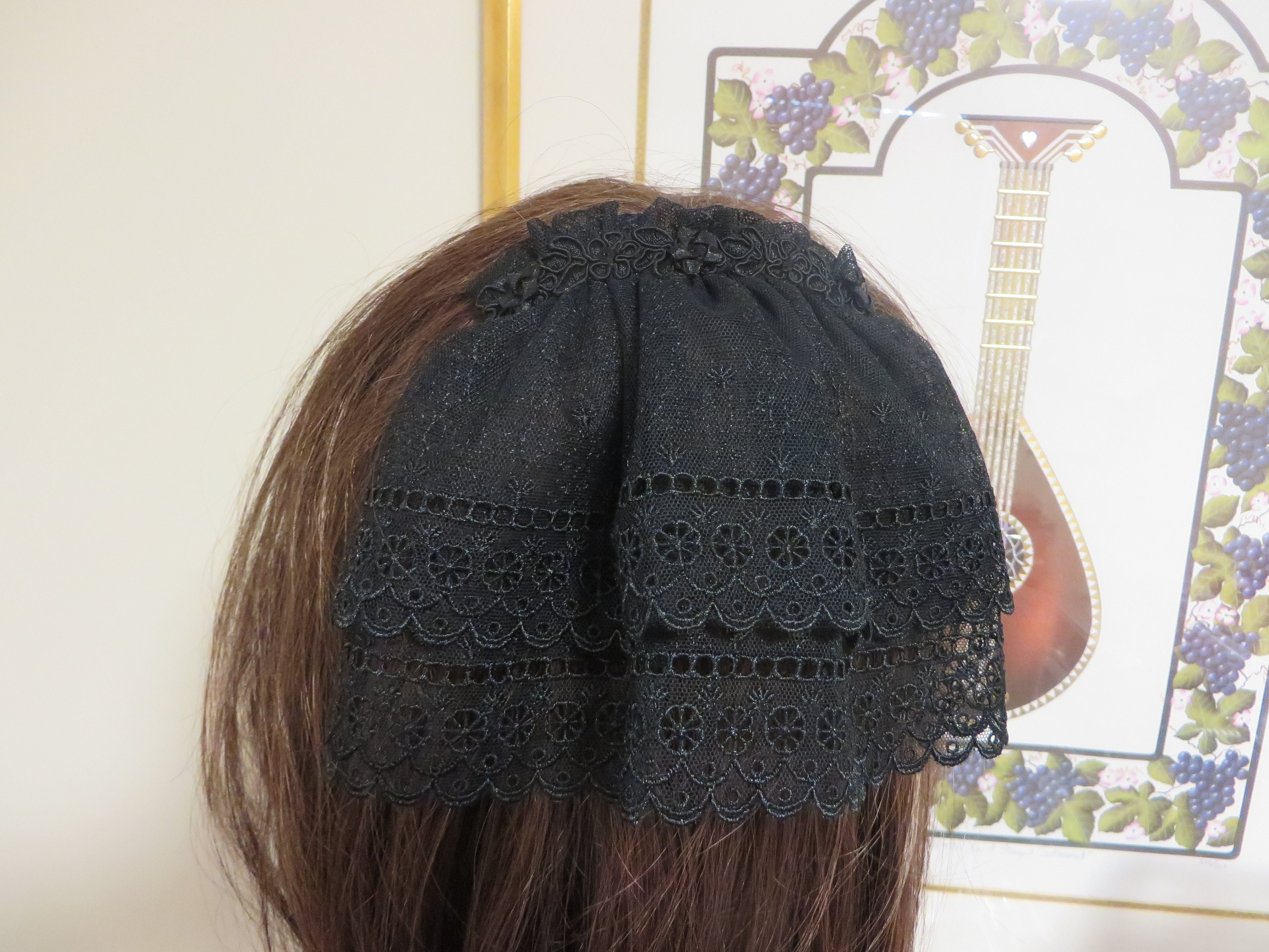 Handmade Black Lace Doily Head Cover Veil Women's Kippah Etsy