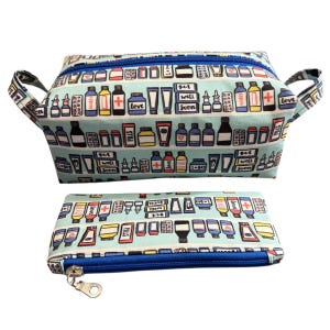 Medicine Cabinet Toiletry Bag, Handmade, Zipper Pouch, Lined Pouch, Travel Bag, Boxy Bag,  Accessories, Toiletry Storage (B352)