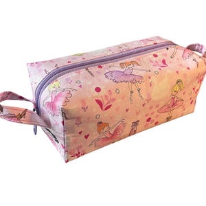Pretty Ballerinas Boxy Pouch, Handmade Dopp Bag, Zipper Pouch, Toiletry Bag, Dopp Kit, Travel Bag, Toy Storage, Accessories (B358)