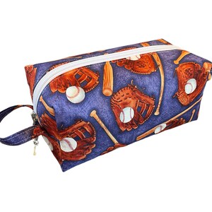 Baseball Handschuh & Fledermaus handgemachte Kulturtasche, Dopp Tasche, Reißverschlussbeutel, gefütterter Boxy Beutel, Aufbewahrung, Reisen, Aufbewahrung, Zubehör (B356)