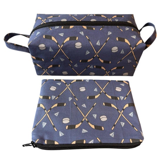 Trousse De Toilette Hockey, Faite Main, Sac à Dos, Pochette à Fermeture éclair, Pochette Doublée, Sac De Projet, Trousse à Dos, Sac De Voyage, Rangement D'accessoires (B100) - France