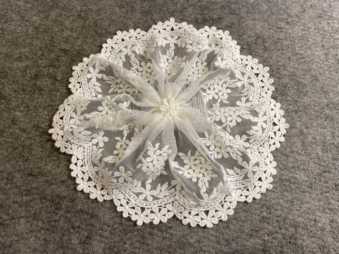 Handmade Cream Lace Doily Head Cover, Women's Kippah, Lady's Yarmulke