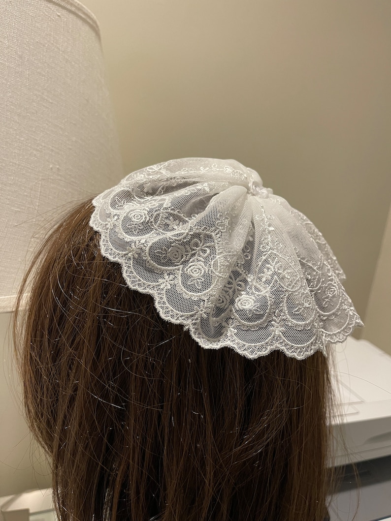 Handmade Cream Lace Doily Head Cover, Women's Kippah, Lady's Yarmulke