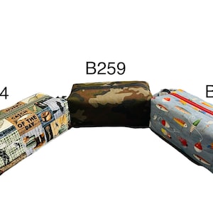 Angeln oder Camouflage handgefertigte Kulturtasche, Dopp Tasche, Reißverschluss, gefütterter Boxy Beutel, Dopp Kit, Reisen, Aufbewahrung, Zubehör (B254, B256, B259)