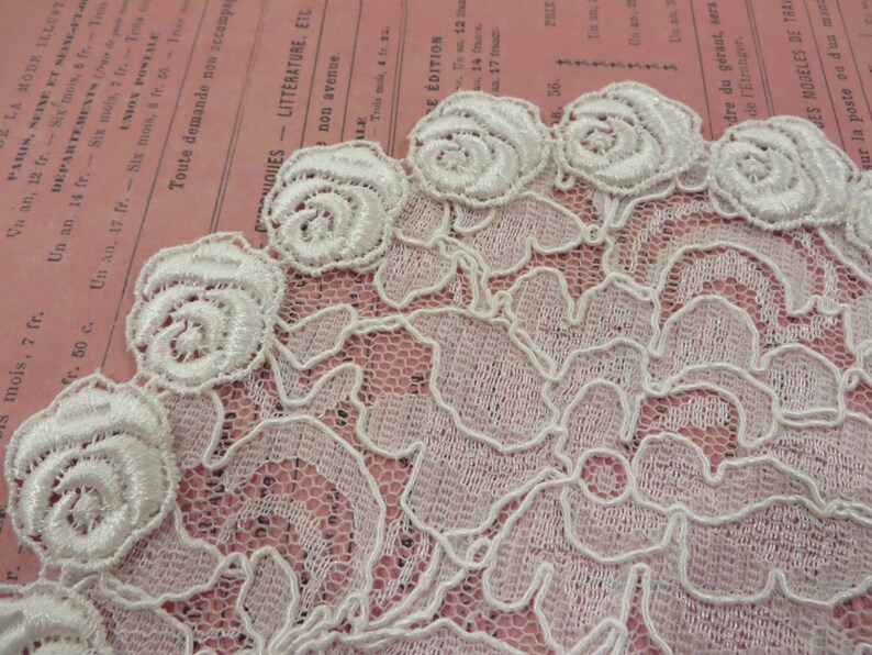 Handmade Cream Lace Hair Doily With Rosette Flower Trim Veil Etsy