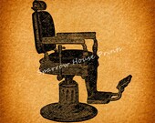 Vintage Barbers Chair Wall Art Hair Salon Print Antique Artwork with Vintage Paper Vignette Background No.2143 B3 8x8 8x10 11x14