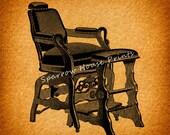 Vintage Barber 39 s Chair Antique Art Collage Sheet Hair Salon Print Artwork with Vintage Paper Vignette Background No.3730 B3 8x8 8x10 11x14
