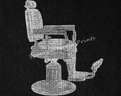 Barbers Chair Art Antique Print Wall Art Vintage Print Book Page Style Foreground with Charcoal Black Background No.2143 B42 8x8 8x10 11x14