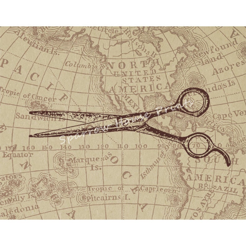 Antique Hair Cutting Shears Vintage Artwork Barber Salon Etsy