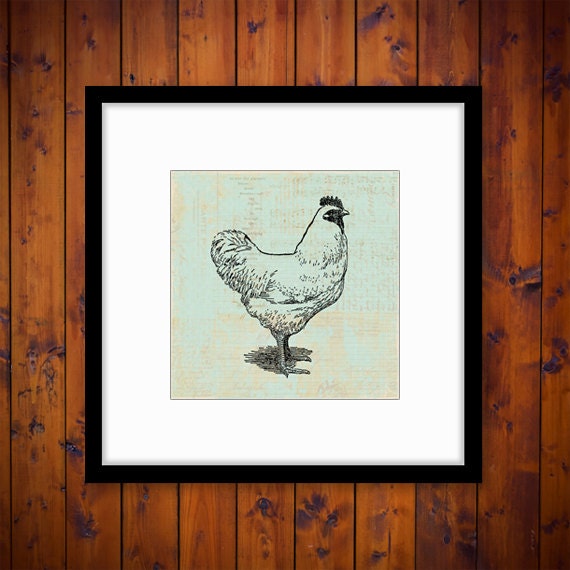 Antique Art Chicken Wall Art Hen Home Decor Vintage Print with Etsy