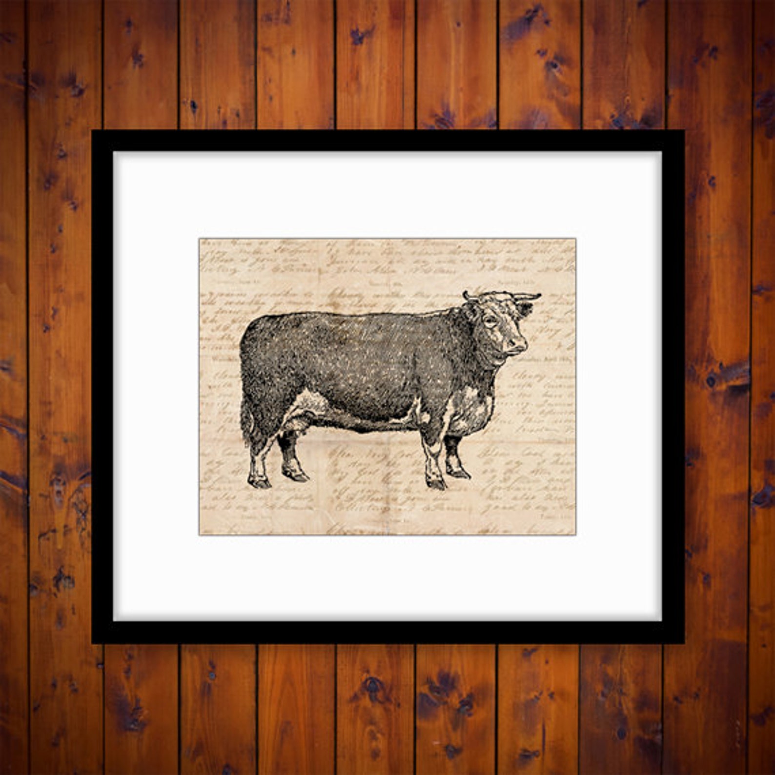 Hereford Cow Art Vintage Wall Art Farm Animal Print Antique Etsy