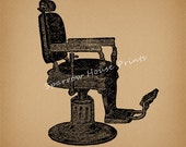 Antique Barbers Chair Wall Art Hair Salon Print Vintage Artwork with Antique Aged Paper Style Background No.2143 B1 8x8 8x10 11x14