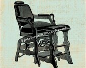 Vintage Barber Chair Antique Print Hairdresser Hair Salon Wall Art Print with Antique Music Paper Style Background No.3730 B7 8x8 8x10 11x14