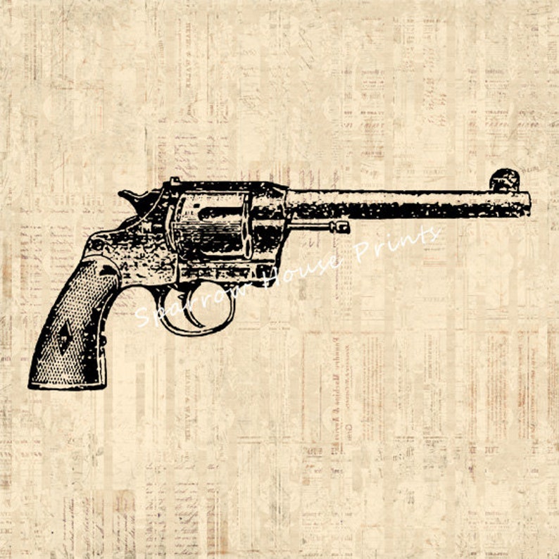 Antique Revolver Gun Wall Art Western Print Vintage Artwork Etsy