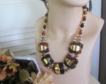 Collier Ancien Perles En Chute Couleur écaille - Style Rétro, Multi-rangs
