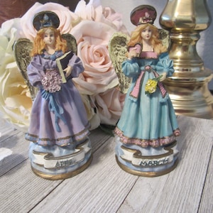 Vintage 1995 Resin  Guardian Angel&#39;s of the Month Figurine  // March // April // CHADWICK // Hand painted