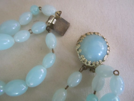 Vintage Circa 1950's Triple Light Blue Iridescent… - image 3