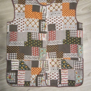 Vintage Vest Apron - Patchwork Look - Polyester/cotton - &quot;Debbie&#39;s Home Cookin&#39;&quot;