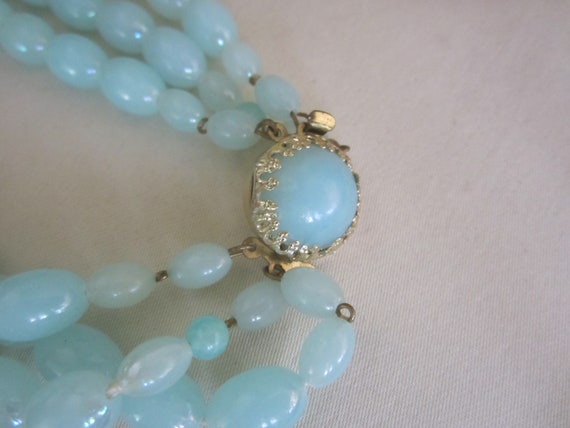 Vintage Circa 1950's Triple Light Blue Iridescent… - image 2