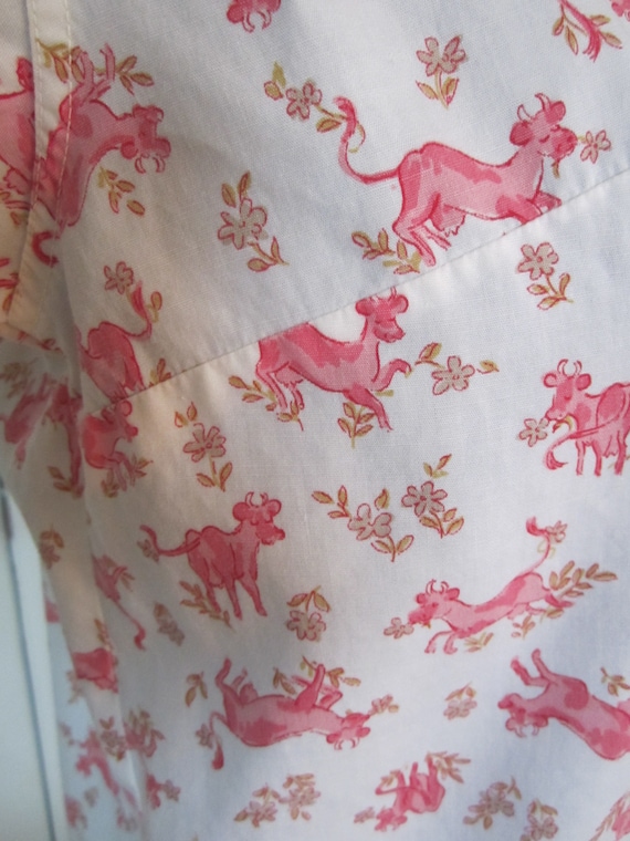 60s Mister PJ Pink Cow House Coat Robe Novelty