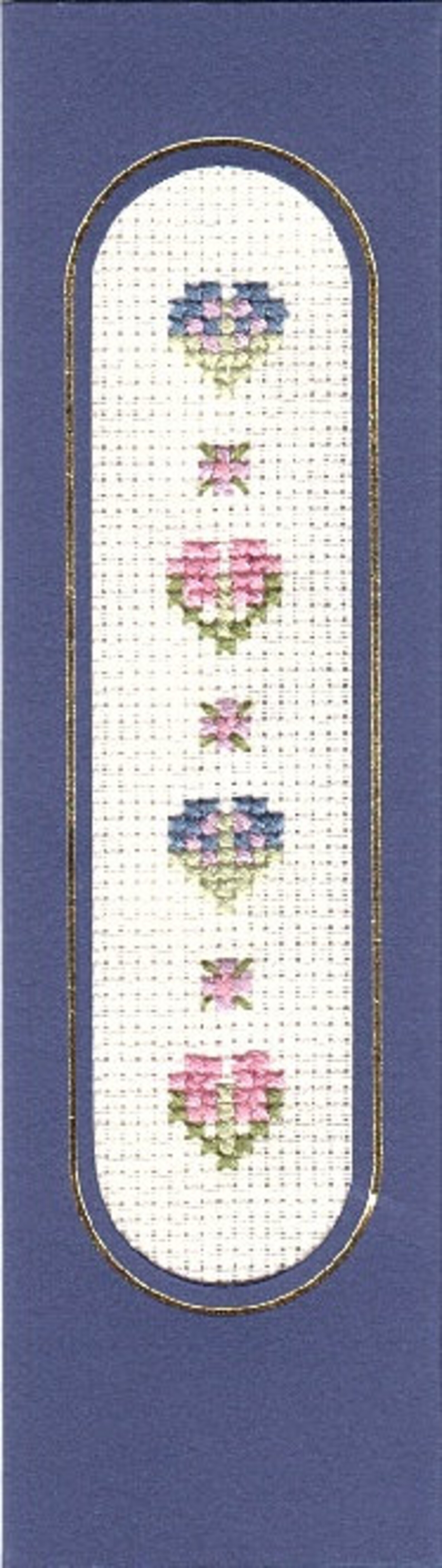 Bookmark With Cross Stitch Hearts and Flowers Design. Hand Etsy