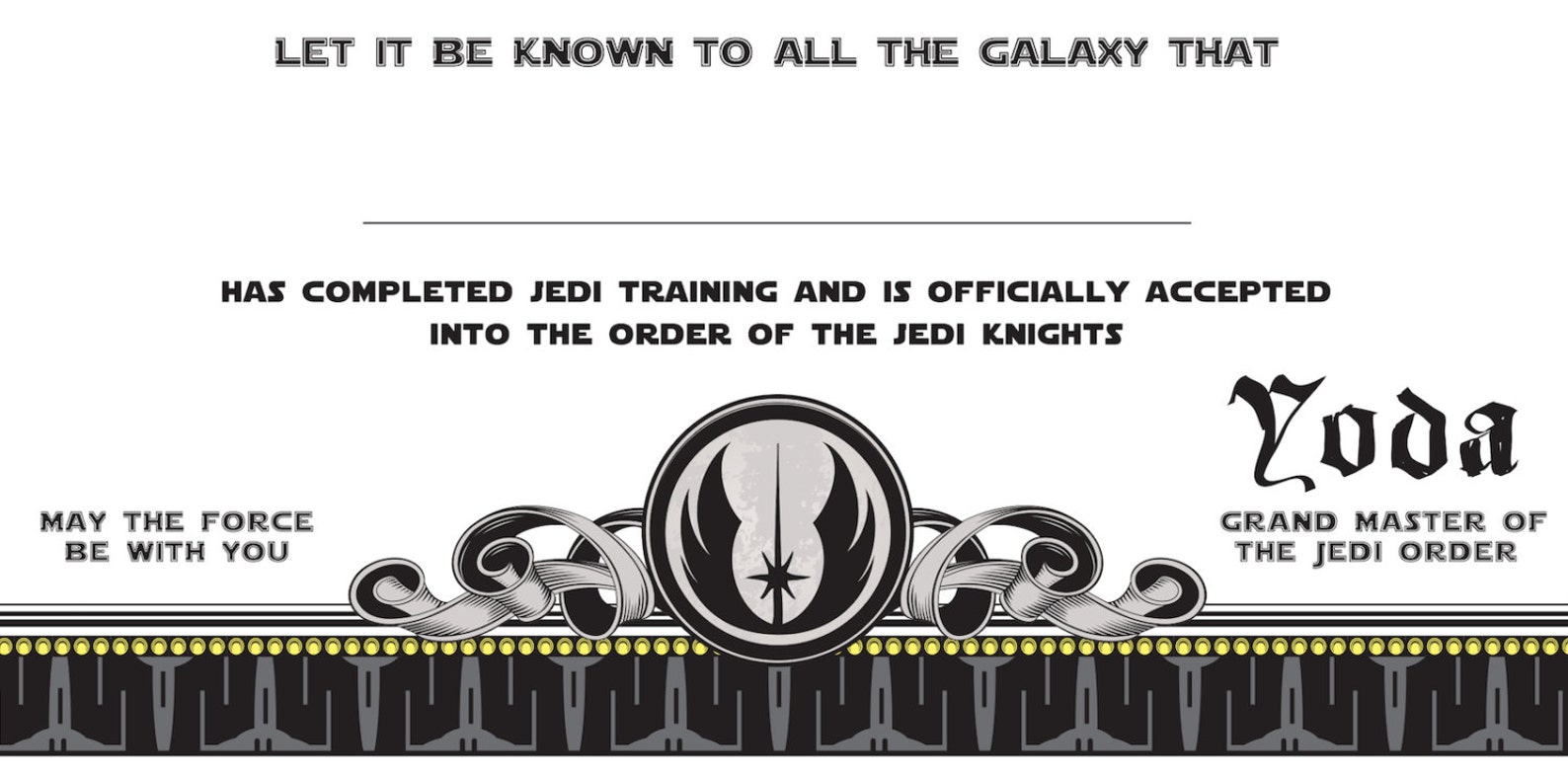 Star Wars Birthday Jedi Training Certificate printable | Etsy
