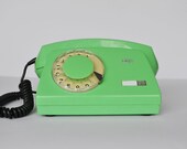 Green Retro Phone, Rotary Dial Telephone, Old Landline Phone, Working Vintage Phone, Soviet Vintage, 80s Prop Electronics, Old Classic Phone