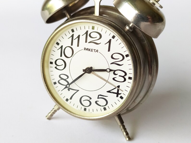 Very Small Vintage Alarm Clock Cute Double Bell Bedside Quiet Etsy