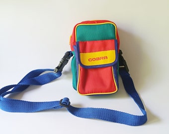 Oldschool Crossbody - Colorblock Vintage Camera Bag Crossbody - 80s-90s Style Bright Nylon Retro Waistbag