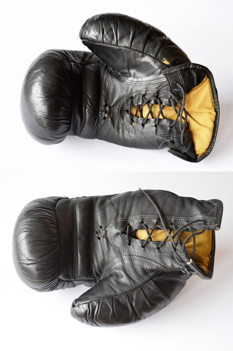 Rocky Balboa Decor Boxing Gloves Lace Up Classic Box Gloves Vintage Boxing Gloves Retro Sport Equipment Old Leather Boxing Fight Gloves