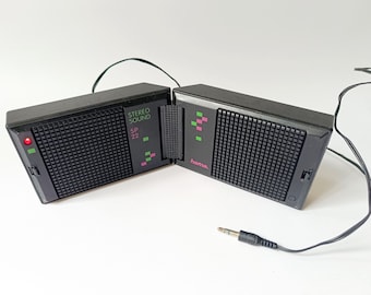 Vintage Hama Portable Stereo Speakers: 1990s Retro Audio Decor