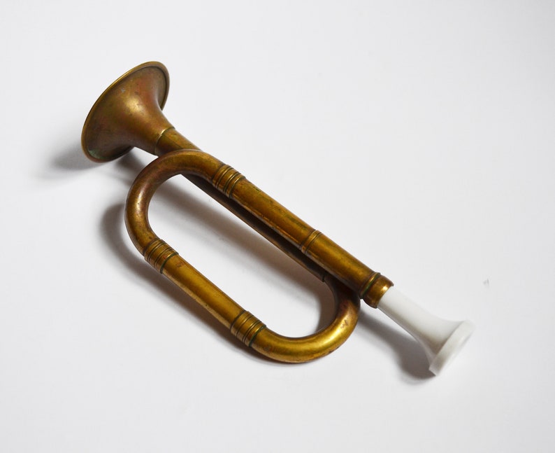 Vintage Little Brass Horn Bugle Call Trumpet Retro Whistle Etsy
