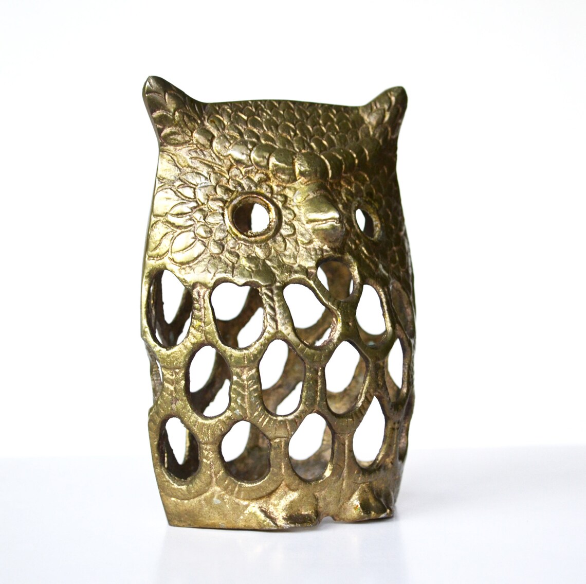 Owl Candle Holder Vintage Brass Owl Figurine Cute Owl Etsy