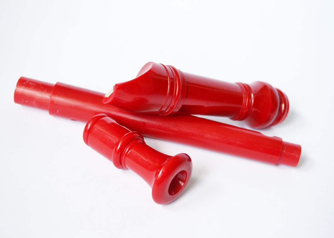 Flute Musical Instrument Red Flute Recorder 13 Etsy
