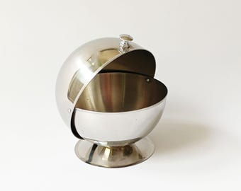 Space Age Table Decor, Space Era Ball Shaped Candy Storage Bowl, Oldschool Pop Art Design, Steel Metal Ball Dish, Oldschoolvibes